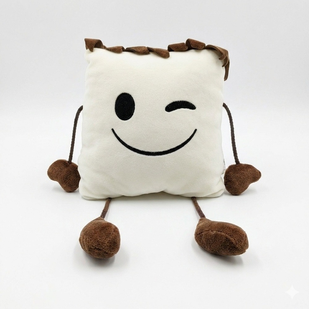 Marshmallow S'more Winking Face‎ Plush Toy Stuffed Character White Brown 2022